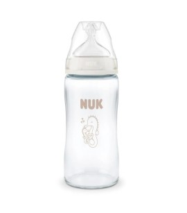 Nuk Γυάλινο Μπιμπερό First Choice Κατά των Κολικών με Θηλή Σιλικόνης M για 3m+ Ιππόκαμπος 240ml 10.212.058