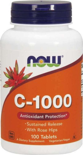Now Vitamin C 1000 Sustained Release Antioxidant Protection With Rose Hips 1000mg 100tabs