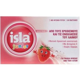 FarmaSyn Isla Junior Παιδικές Παστίλιες για Ανακούφιση από Ερεθισμούς και Ενοχλήσεις του Λαιμού με Γεύση Φράουλα 20τμχ