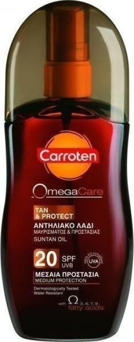 Carroten Omega Care Tan & Protect Oil Αδιάβροχο Αντηλιακό Λάδι Μαυρίσματος για το Σώμα SPF20 σε Spray 125ml