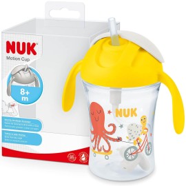 Nuk Motion Cup Εκπαιδευτικό Κύπελλο με Μαλακό Καλαμάκι για 8m+ Κίτρινο 230ml