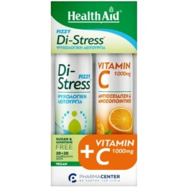 Health Aid Fizzy Di-stress για την Καλή Ψυχολογική Λειτουργία & Βιταμίνη C 1000mg 2x20tabs Αναβράζοντα