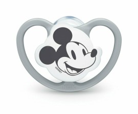 Nuk Πιπίλα Σιλικόνης Space Mickey & Minnie 6-18m με Θήκη Γκρι 10.736.750