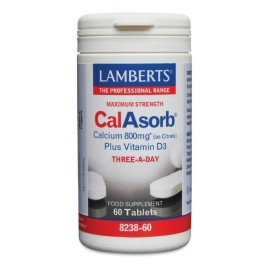 Lamberts Maximum Strength CalAsorb Calcium  Plus Vitamin D3 800mg, Συμπλήρωμα Ασβεστίου με Βιταμίνη D3 60tabs