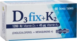 Уни Фарма D3 Фикс 1200IU + K2 45μg 60 таблетки