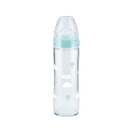 Nuk New Classic Γυάλινο Μπιμπερό Blue Clouds Μπλε 0-6m 240ml 1τμχ 10.745.080