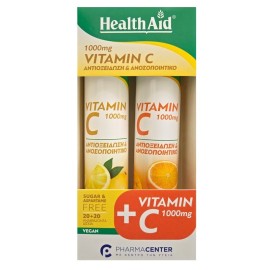 Health Aid Vitamin C 1000mg Γεύσεις Λεμόνι-Πορτοκάλι 2 x 20tabs Αναβράζοντα