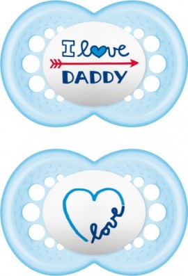 MΑΜ I Love Mummy & Daddy Πιπίλα Σιλικόνης 6+m Γαλάζιο, 2τμχ 170S