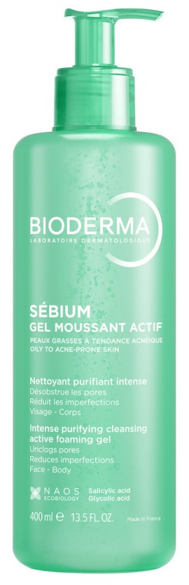 Bioderma Sebium Gel Moussant Actif Καθαρισμού για Πρόσωπο & Σώμα για Ακνεϊκές Επιδερμίδες 400ml