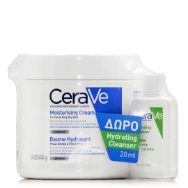 CeraVe Promo Moisturising Cream for Dry to Very Dry Skin 454gr & ΔΩΡΟ Hydrating Cleanser 20ml
