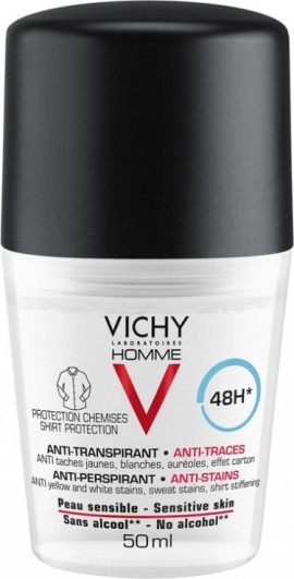 Vichy Homme Anti-Stains Ανδρικό Αποσμητικό 48h σε Roll-On 50ml