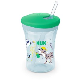 Nuk Action Cup Πράσινο Εκπαιδευτικό Ποτηράκι με Καλαμάκι 12m+ 230ml 10.751.136