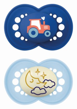 Mam Day & Night Πιπίλες Σιλικόνης 6-16m Μπλε - Γαλάζιο 2τμχ