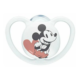 Nuk Πιπίλα Σιλικόνης Space Mickey & Minnie 6-18m με Θήκη Λευκό 10.736.750