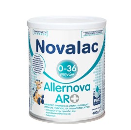 Novalac Allernova AR+ Γάλα Σκόνη από τη Γέννηση έως 36μηνών, χωρίς Γλουτένη, Λακτόζη, για Διαταρραχές Παλινδρόμησης 400gr