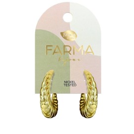 Farma Bijoux Υποαλλεργικά Σκουλαρίκια Κρίκοι Χρυσοί Ανάγλυφοι 30x25mm BEWOW04 ζευγάρι