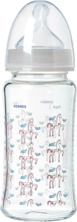 Korres Μπιμπερό Agali Γυάλινο Grey 0m+ 230ml