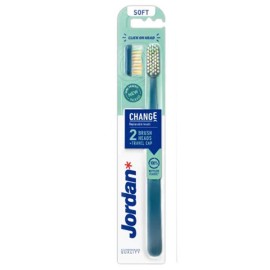 Jordan Change Toothbrush Soft Blue Μαλακή Οδοντόβουρτσα με 2 Κεφαλές και Καπάκι Ταξιδίου 1τμχ