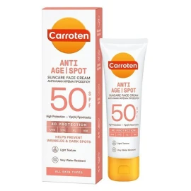 Carroten 4D Protection Anti-Age, Anti-Spot, водоустойчив слънцезащитен крем за лице против пъпки SPF50 50 мл