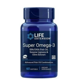 Life Extension Super Omega-3 рибено масло EPA/DHA със сусамови лигнани и екстракт от маслини 60 капсули