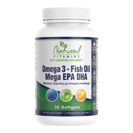 Natural Vitamins Omega 3 Fish Oil Mega EPA DHA 30caps