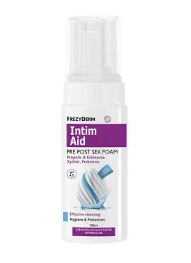 Frezyderm Intim Aid пяна за почистване на чувствителни зони преди и след секс с pH4.5 100 мл