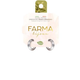 Farma Bijoux Υποαλλεργικά Σκουλαρίκια Κρίκοι Ασημί Ανάγλυφοι 12mm C50912