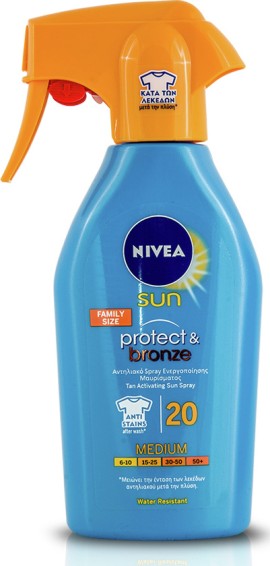 Nivea Sun Protect & Bronze Ενεργοποίηση Μαυρίσματος, Αντηλιακή Λοσιόν για το Σώμα SPF20 σε Spray 300ml