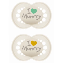 MAM Πιπίλα Σιλικόνης Original I Love Mummy 6-16m Κρεμ 2τμχ