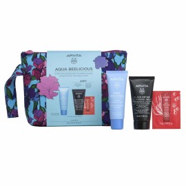 Apivita PROMO PACK Aqua Beelicious με Κρέμα Πλούσιας Υφής 40ml, Black Detox Gel Καθαρισμού 50ml & Κρέμα Προσώπου SPF50 2ml