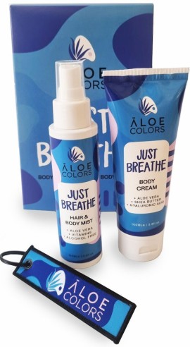 ALOE+COLORS Just Breathe Gift Set με Body Cream-Γαλάκτωμα Σώματος 100ml & Hair & Body Mist-Ενυδατικό Σπρέι Σώματος & Μαλλιών 100ml & ΔΩΡΟ Πολύχρωμο Μπρελόκ