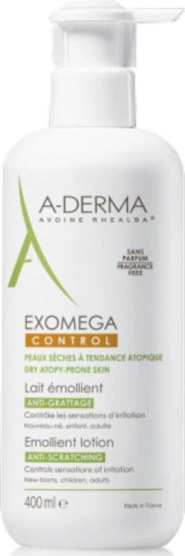 A-Derma Exomega Control Emollient Lotion Anti-Scratching, Ενυδατικό Γαλάκτωμα για Ατοπικό Δέρμα 400ml