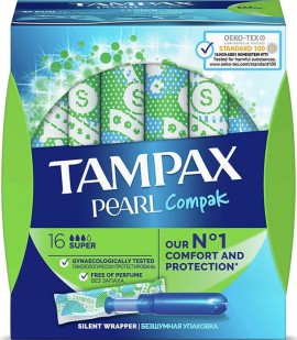 Tampax Ταμπόν Compak Pearl Super με Απλικατέρ για Αυξημένη Ροή 16τμχ