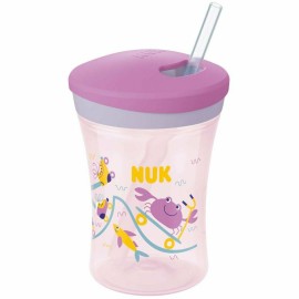 Nuk Action Cup Ροζ Καβουράκι Εκπαιδευτικό Ποτηράκι με Καλαμάκι 12m+ 230ml 10.751.136