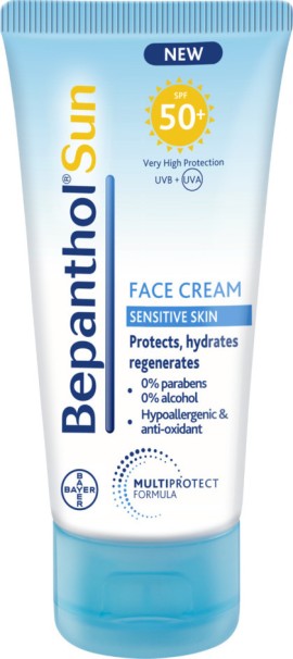 Bepanthol Sun Cream Αντηλιακή Κρέμα Προσώπου για Ευαίσθητο Δέρμα SPF50 50ml