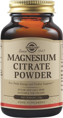 Solgar Magnesium Citrate Powder Συμπλήρωμα Κιτρικού Μαγνησίου σε Σκόνη 108g