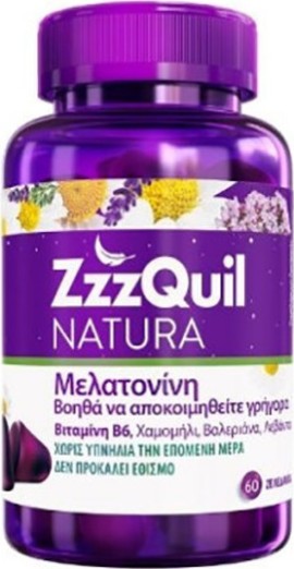 ZzzQuil Natura Sleep Συπλήρωμα Διατροφής με Μελατονίνη 60 ζελεδάκια