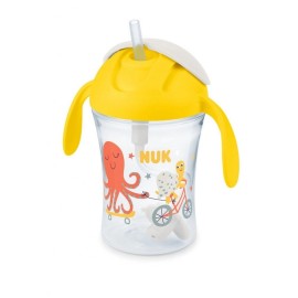 Nuk Παιδικό Ποτηράκι με Λαβές και Καλαμάκι Motion Cup 8m+ Πλαστικό Κίτρινο 230ml 10.255.639