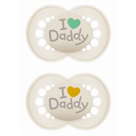 MAM Πιπίλα Σιλικόνης Original I Love Daddy 6-16m Κρεμ 2τμχ