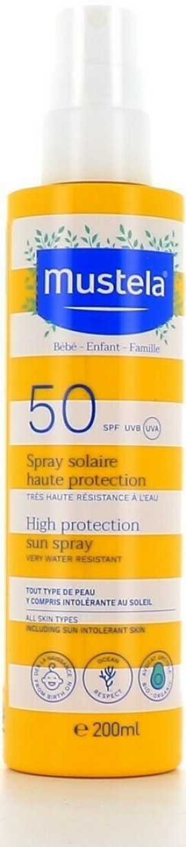 Mustela High Protection Sun Spray SPF50 Αδιάβροχο Παιδικό Αντηλιακό για Πρόσωπο & Σώμα σε Σπρέϊ 200ml