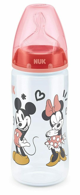 Nuk First Choice Disney Mickey & Minnie Πλαστικό Μπιμπερό Σιλικόνη Red Μ 6-18m 300ml 1τμχ 10.741.034