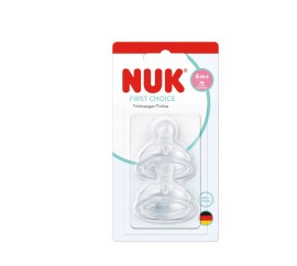 NUK First Choice+ No Colic Θηλές Σιλικόνης Flow Control 6m+ 2τμχ 10.124.049