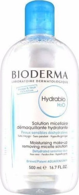 Bioderma Hydrabio H2O Moisturizing Make-up Removing Micelle Solution Καθαριστικό & Ενυδατικό Διάλυμα για Ξηρό Ευαίσθητο Δέρμα 500ml