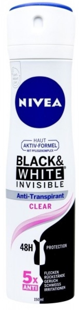 Nivea Black & White Clear Invisible Spray 48h 150ml