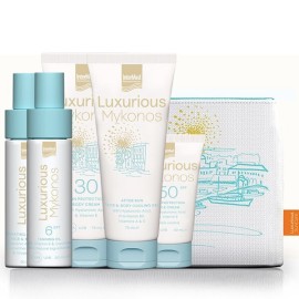 Luxurious PROMO 2025 Sun Care Mykonos με Face Cream SPF50 40ml, Body Cream SPF30 75ml, After Sun Cooling Gel 75ml, Tanning Oil SPF6 50ml, Hydrating Face & Body Mist 50ml & Νεσεσέρ