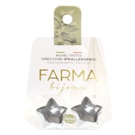 Farma Bijoux Υποαλλεργικά Σκουλαρίκια Στρογγυλά Αστέρια Ασημί 1 Ζεύγος BEG007