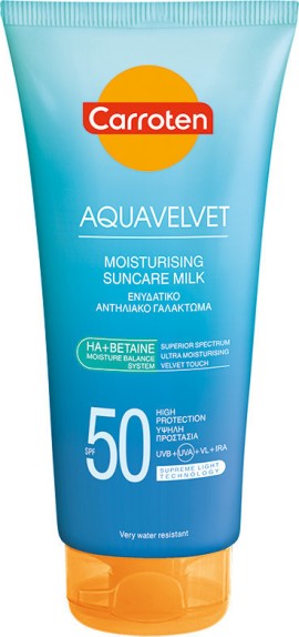 Carroten Milk Aquavelvet Suncare Milk, Αδιάβροχη Αντηλιακή Κρέμα για το Σώμα SPF50 200ml