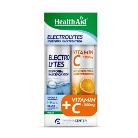 Health Aid Electrolytes & Vitamin C 1000mg Γεύση Πορτοκάλι  2 x 20tabs Αναβράζοντα