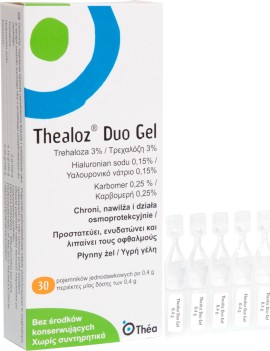 Thea Pharma Hellas Thealoz Duo Gel Λιπαντικές Οφθαλμικές Σταγόνες με Υαλουρονικό Οξύ 30x0.4ml