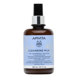 Apivita Xmas 2023 3 in 1 Cleansing Milk, Γαλάκτωμα Καθαρισμού με Χαμομήλι & Μέλι για Πρόσωπο & Μάτια 300ml